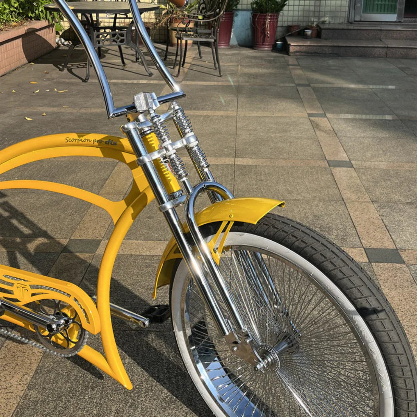 Tracer 26" Scorpion Pro DTS Stretch Chopper Cruiser Bike - MB-SP-PDTS-WHT