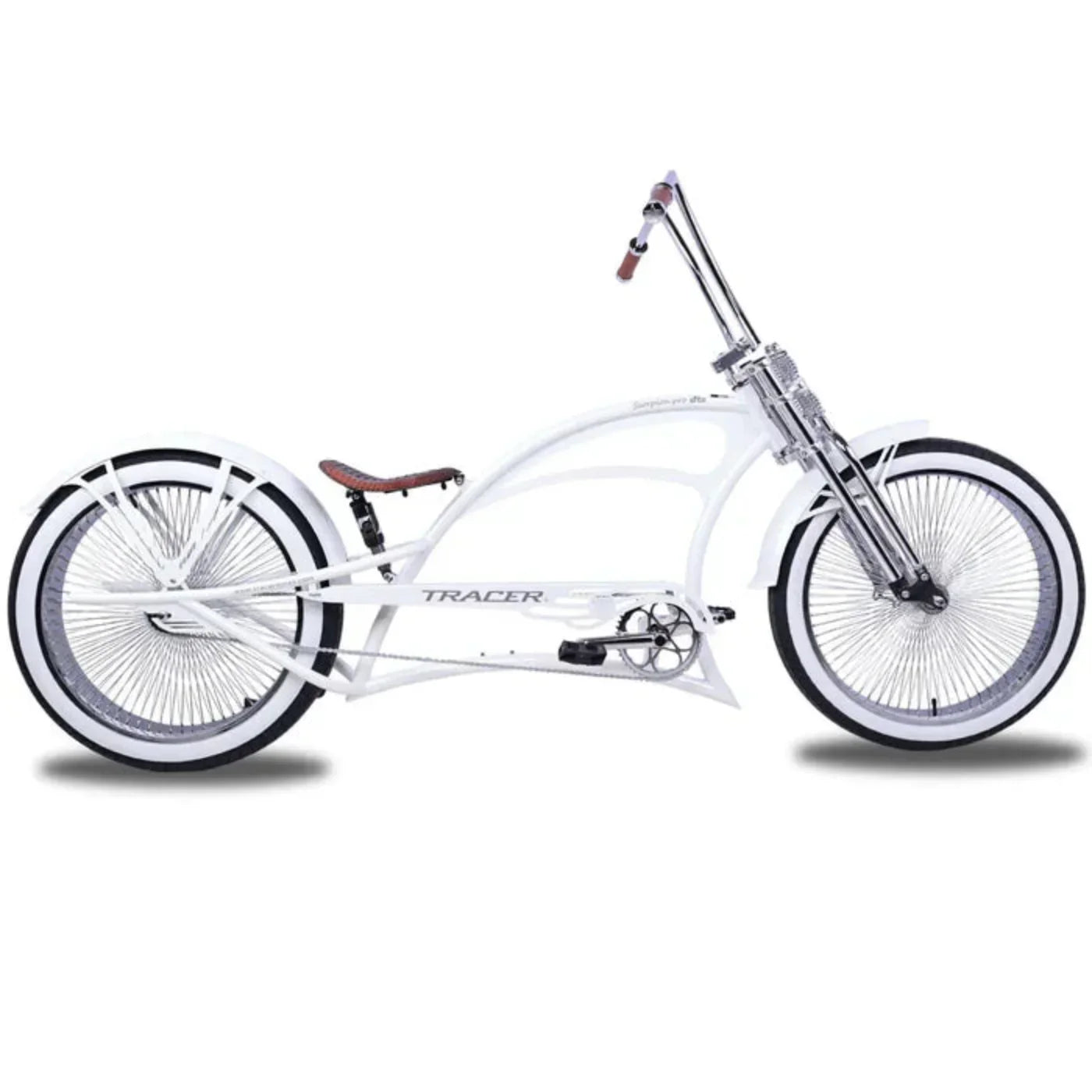 Tracer 26" Scorpion Pro DTS Stretch Chopper Cruiser Bike - MB-SP-PDTS-WHT