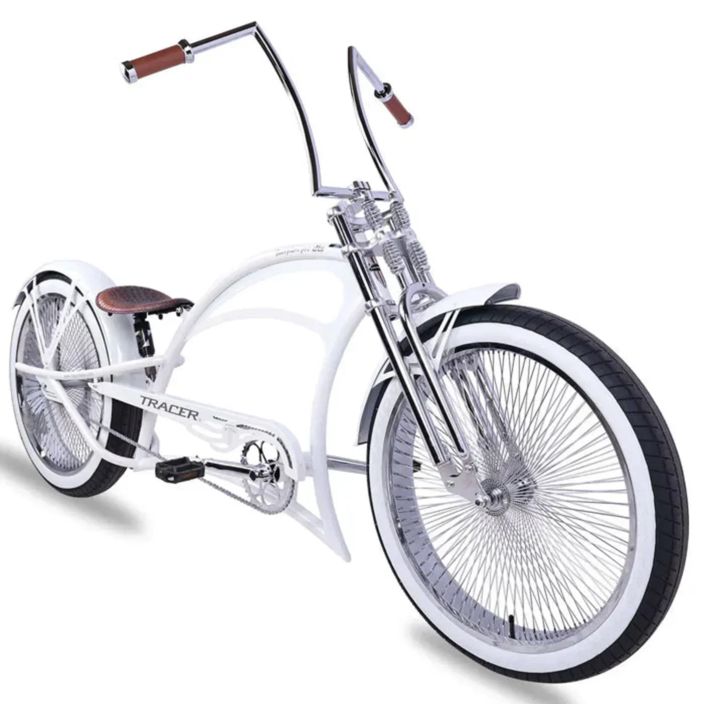 Tracer 26" Scorpion Pro DTS Stretch Chopper Cruiser Bike - MB-SP-PDTS-WHT