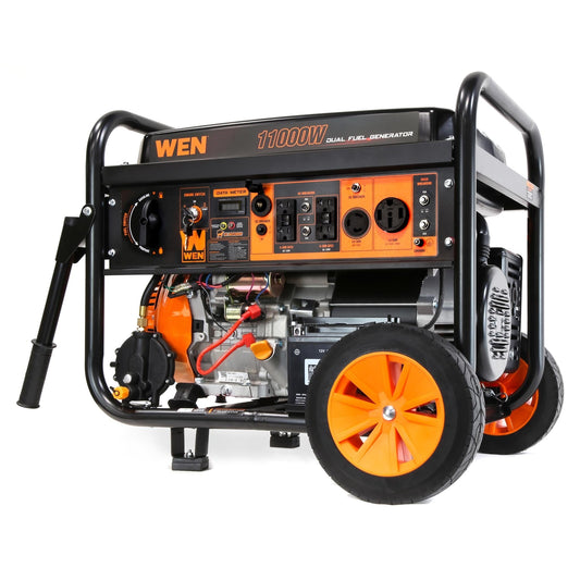WEN DF1100X 11,000-Watt 120V/240V Dual Fuel Portable Generator with Wheel Kit, Electric Start, and CO Watchdog - DF1100X