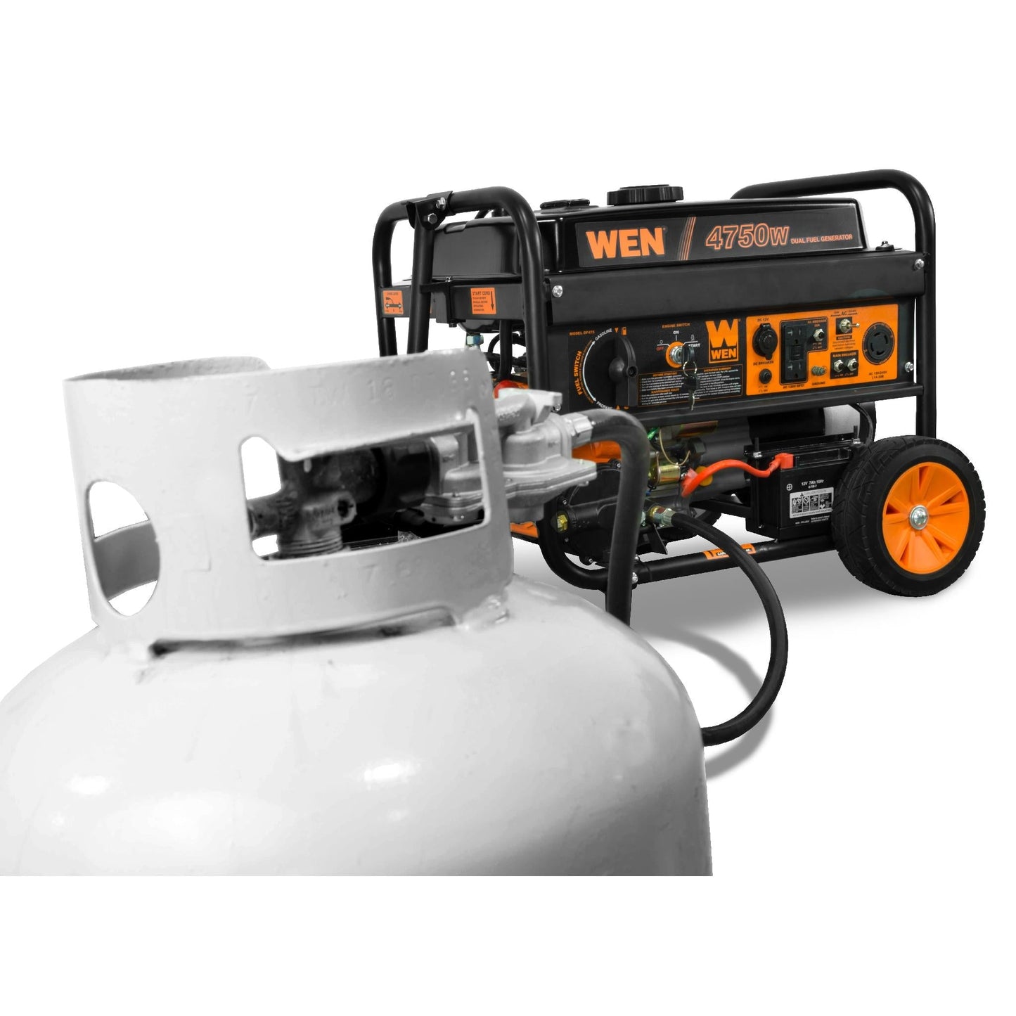 WEN DF475T 4,750-Watt 120V/240V Dual Fuel Portable Generator with Wheel Kit and Electric Start