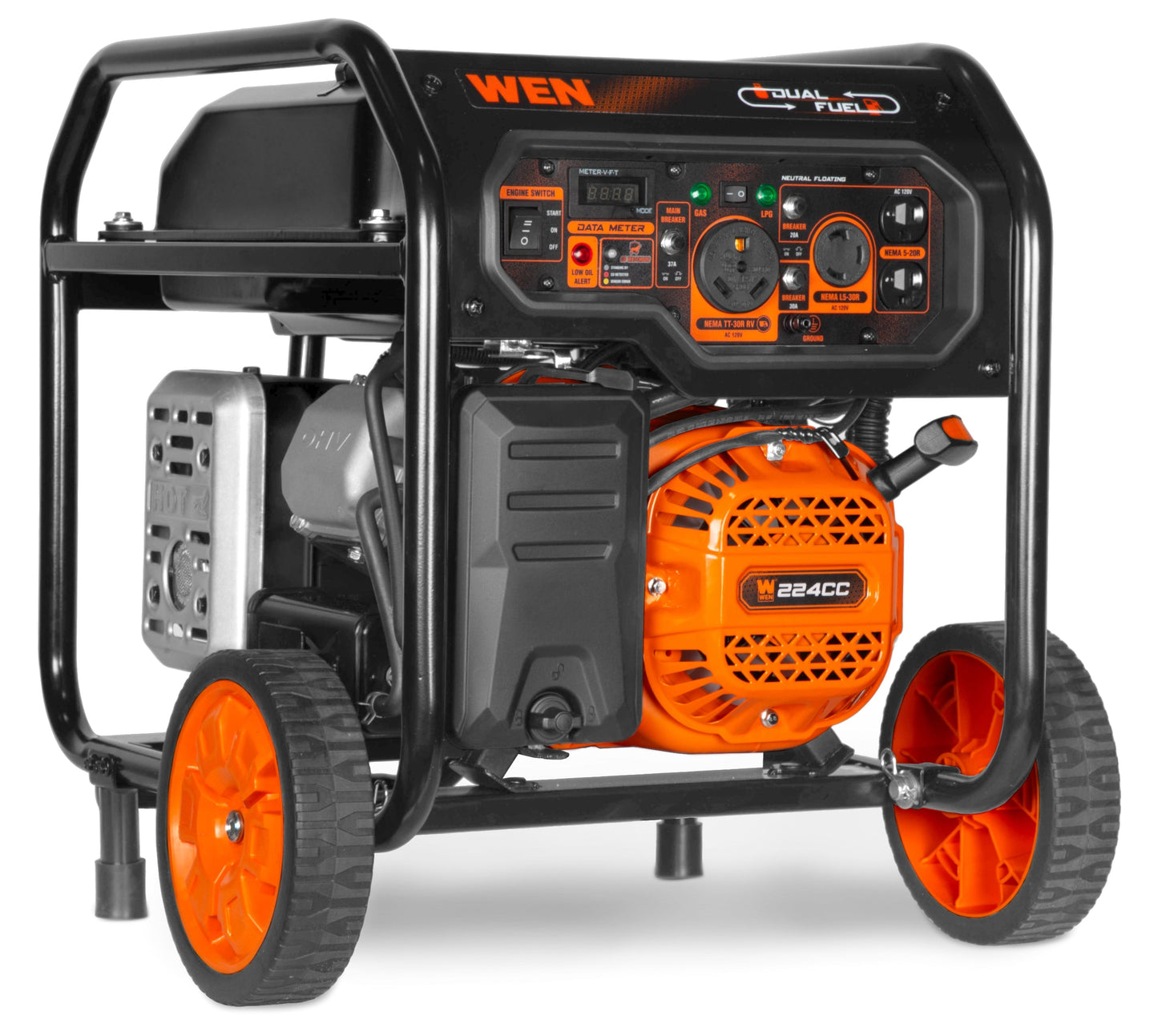 WEN DF5600X 5,600-Watt Dual Fuel Portable Generator with Wheel Kit, Electric Start, and CO Watchdog - DF5600X