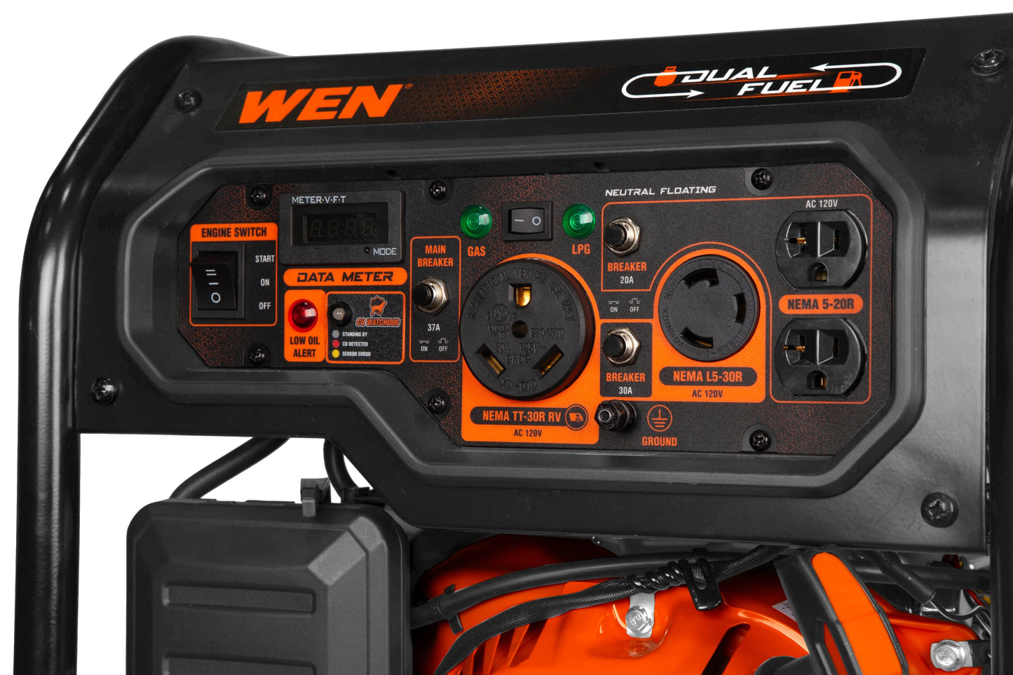 WEN DF5600X 5,600-Watt Dual Fuel Portable Generator with Wheel Kit, Electric Start, and CO Watchdog - DF5600X