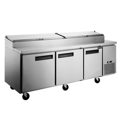 Chef AAA - TPP90-12-S3, Commercial 90" 12 Pan Pizza Prep Table Refrigerator - TPP90-12-S3