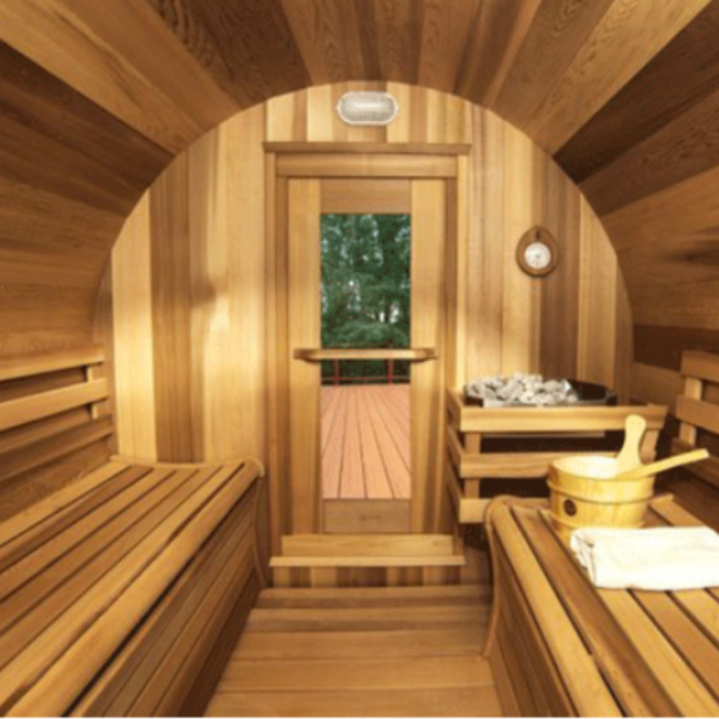 Dundalk LeisureCraft Knotty Cedar Barrel Sauna - DLCKNOTTYCBS6X4-6KW