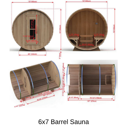 Dundalk LeisureCraft Knotty Cedar Barrel Sauna - DLCKNOTTYCBS6X4-6KW