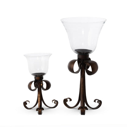 Park Hill Collection Country French Fleur De Lis Triple Bow Hurricane S/2  - EAB20231