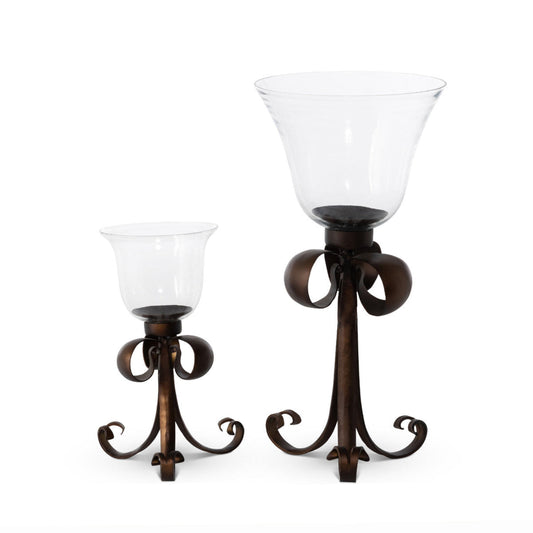 Park Hill Collection Country French Fleur De Lis Triple Bow Hurricane S/2  - EAB20231