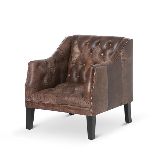 Park Hill Collection Brent Tufted Leather Club Chair in Vintage Umber -  EFS36166
