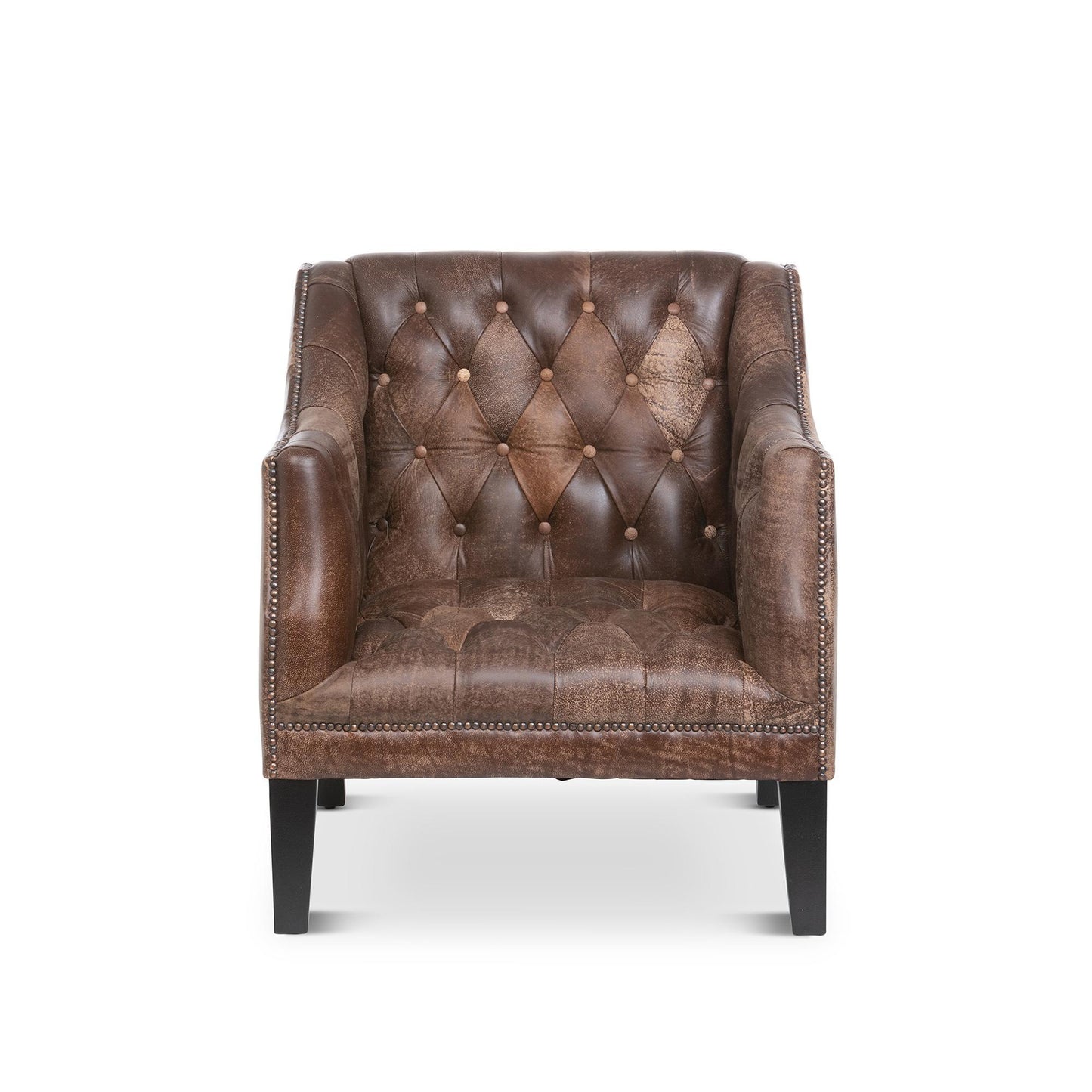 Park Hill Collection Brent Tufted Leather Club Chair in Vintage Umber -  EFS36166