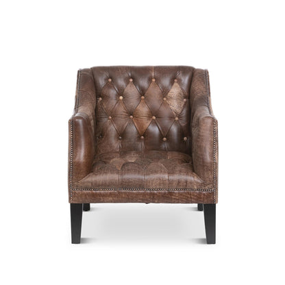 Park Hill Collection Brent Tufted Leather Club Chair in Vintage Umber -  EFS36166
