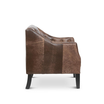 Park Hill Collection Brent Tufted Leather Club Chair in Vintage Umber -  EFS36166