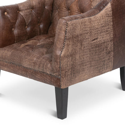 Park Hill Collection Brent Tufted Leather Club Chair in Vintage Umber -  EFS36166