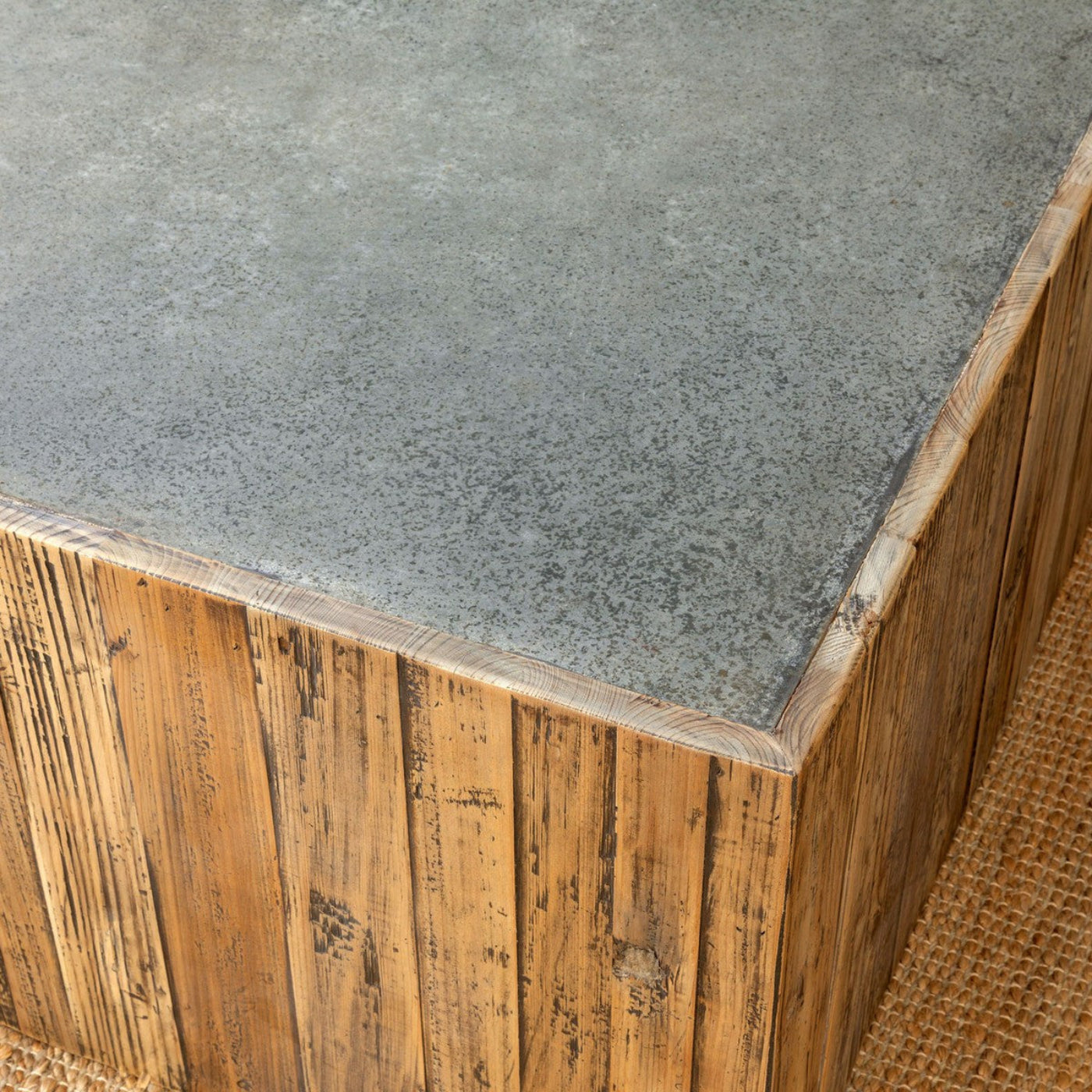 Park Hill Collection Coastal Cottage Aged Zinc Top Platform Coffee Table  - EFT06097