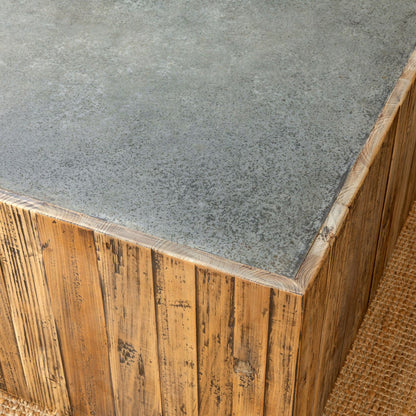 Park Hill Collection Coastal Cottage Aged Zinc Top Platform Coffee Table  - EFT06097