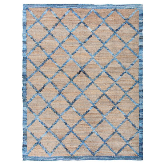 Park Hill Collection Coastal Cottage Hemp and Recycled Denim Windowpane Pattern Rug, 7'9" x 9'9" -  EHF06180