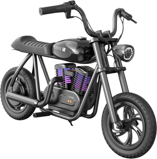 Hyper Gogo Pioneer 12 Plus Electric Kids Motorcycle Bluetooth Speaker 21.9V 160W 10 MPH 7.5 Miles - EL-MB05P-BLACK
