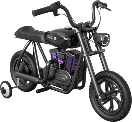 Hyper Gogo Pioneer 12 Plus Electric Kids Motorcycle Bluetooth Speaker 21.9V 160W 10 MPH 7.5 Miles - EL-MB05P-BLACK