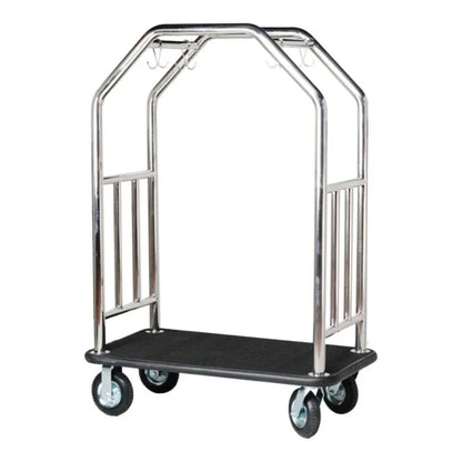 Hospitality 1 Source ESSSBB-8 Estate Series Bellman's Cart — Stainless Steel - 8" pneumatic wheels - ESSSBB-8