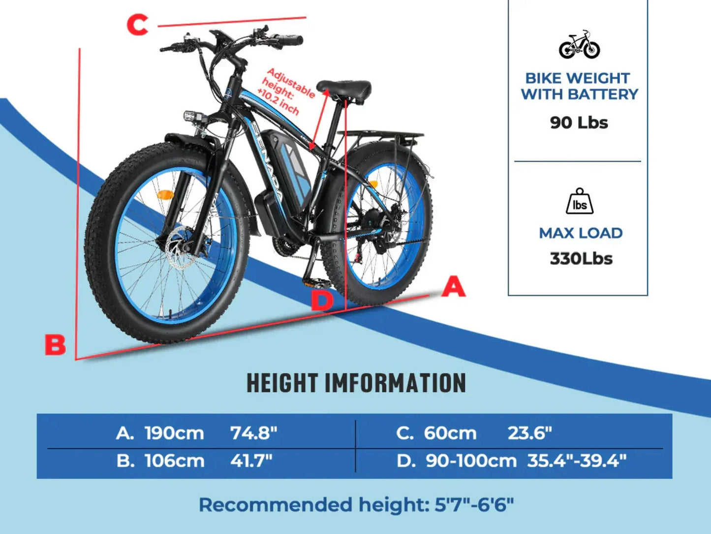 Senada Bikes 1000W 48V Archon Plus All-Terrain Off-Road Fat Tire Electric Bike - EB-SN-ARCHON-PLUS-BB