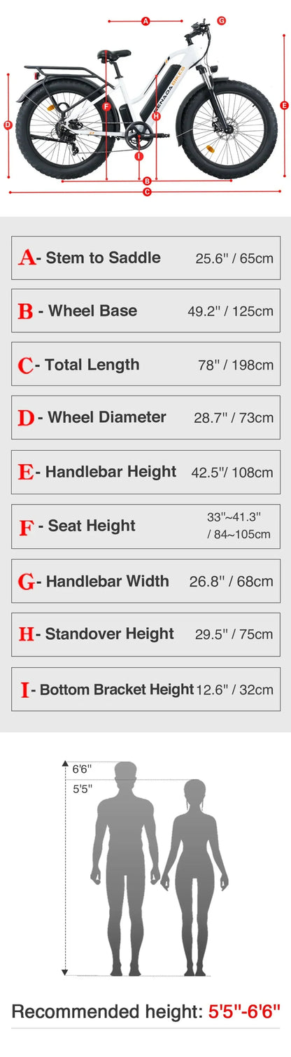 Senada Bikes 1000W 48V Herald Pro All-Terrain Comfort Fat Tire Step-Thru Electric Bike - EB-SN-HERALD-W