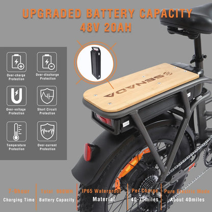 Senada Bikes 500W 48V Osprey All-Terrain Comfort Long Range Step-Thru Fat Tire Electric Bike - EB-SN-OSPREY-LB