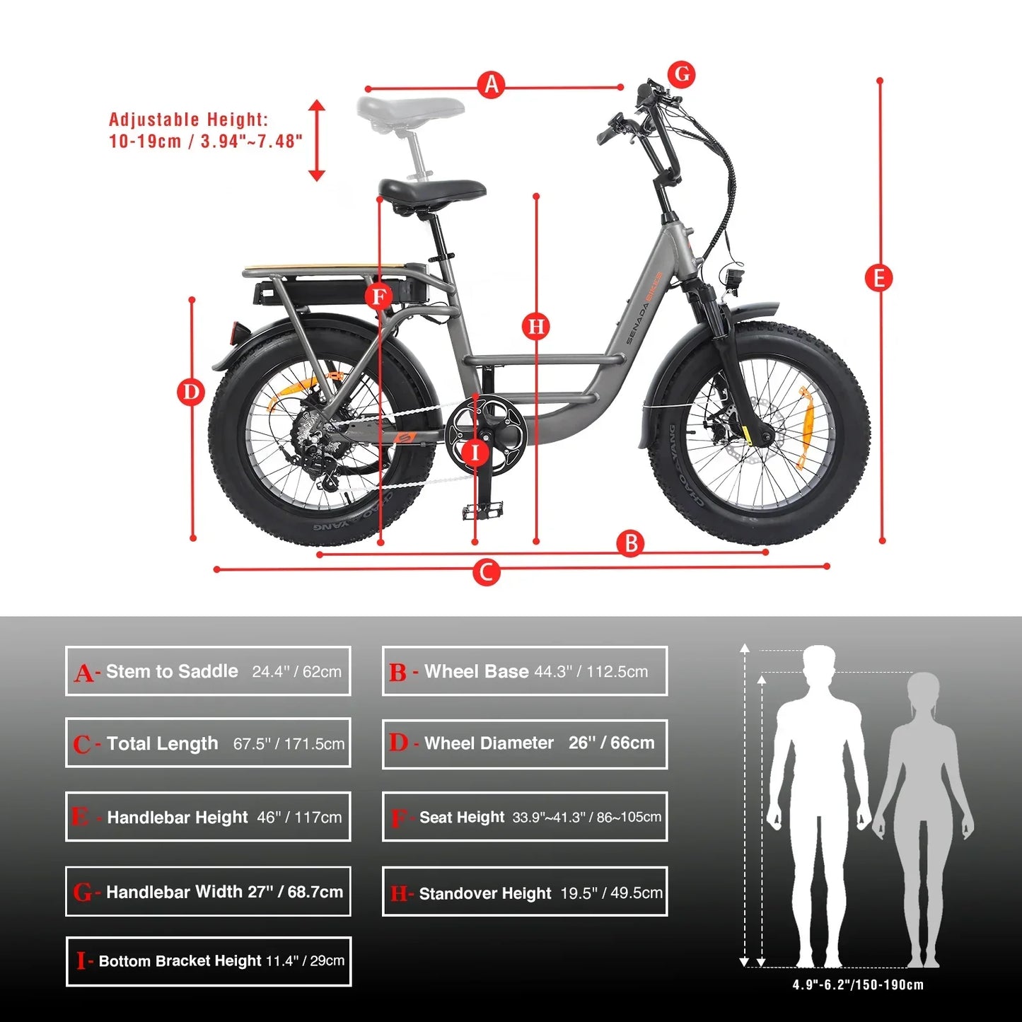 Senada Bikes 500W 48V Osprey All-Terrain Comfort Long Range Step-Thru Fat Tire Electric Bike - EB-SN-OSPREY-LB