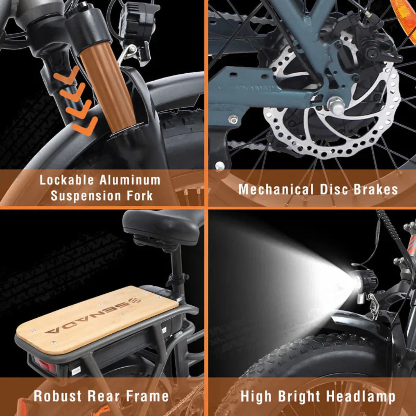 Senada Bikes 500W 48V Osprey All-Terrain Comfort Long Range Step-Thru Fat Tire Electric Bike - EB-SN-OSPREY-LB