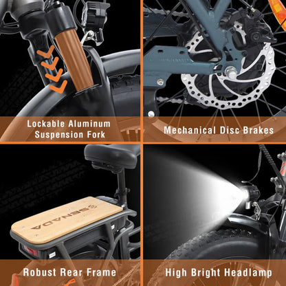 Senada Bikes 500W 48V Osprey All-Terrain Comfort Long Range Step-Thru Fat Tire Electric Bike - EB-SN-OSPREY-LB