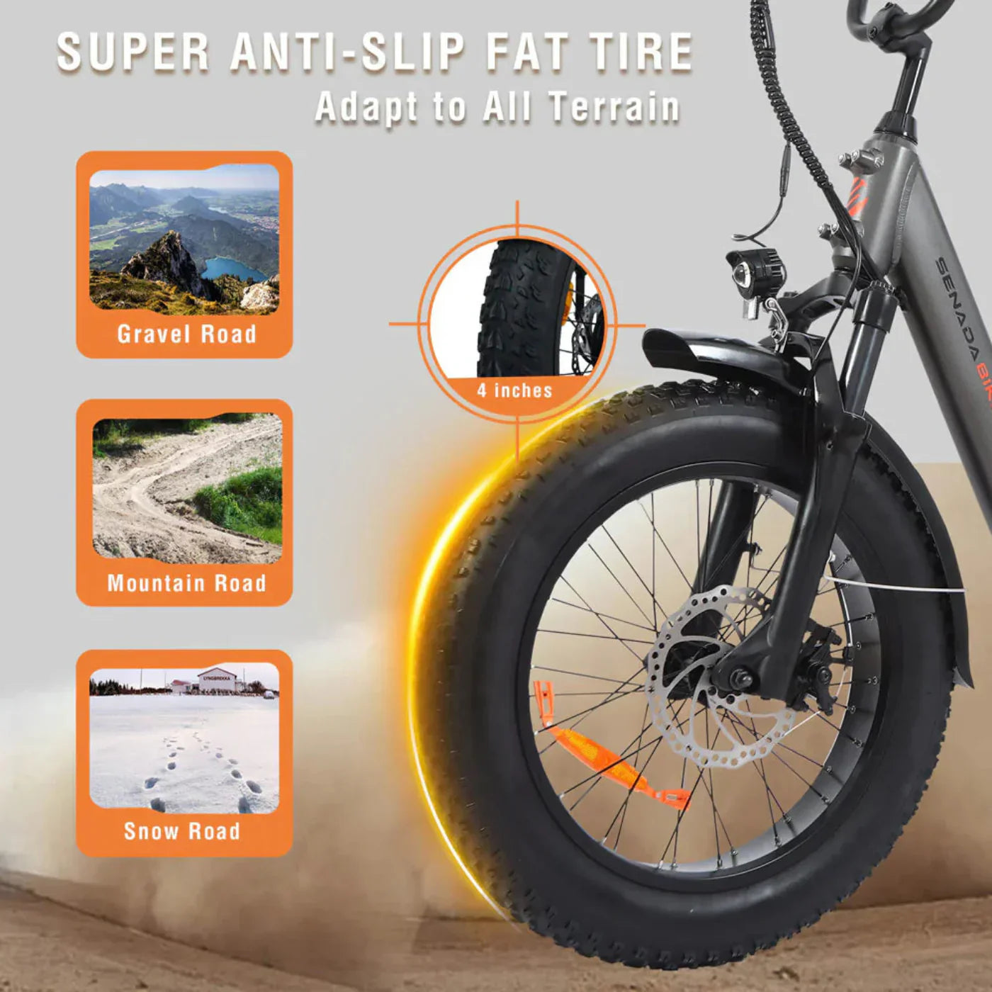 Senada Bikes 500W 48V Osprey All-Terrain Comfort Long Range Step-Thru Fat Tire Electric Bike - EB-SN-OSPREY-LB
