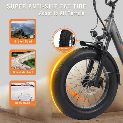 Senada Bikes 500W 48V Osprey All-Terrain Comfort Long Range Step-Thru Fat Tire Electric Bike - EB-SN-OSPREY-LB