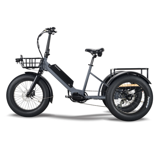 Surface 604 500W 48V Trio Mid Drive Folding Step-Thru Fat Tire Trike Electric Bike - EB-S6-TRIO-GRY