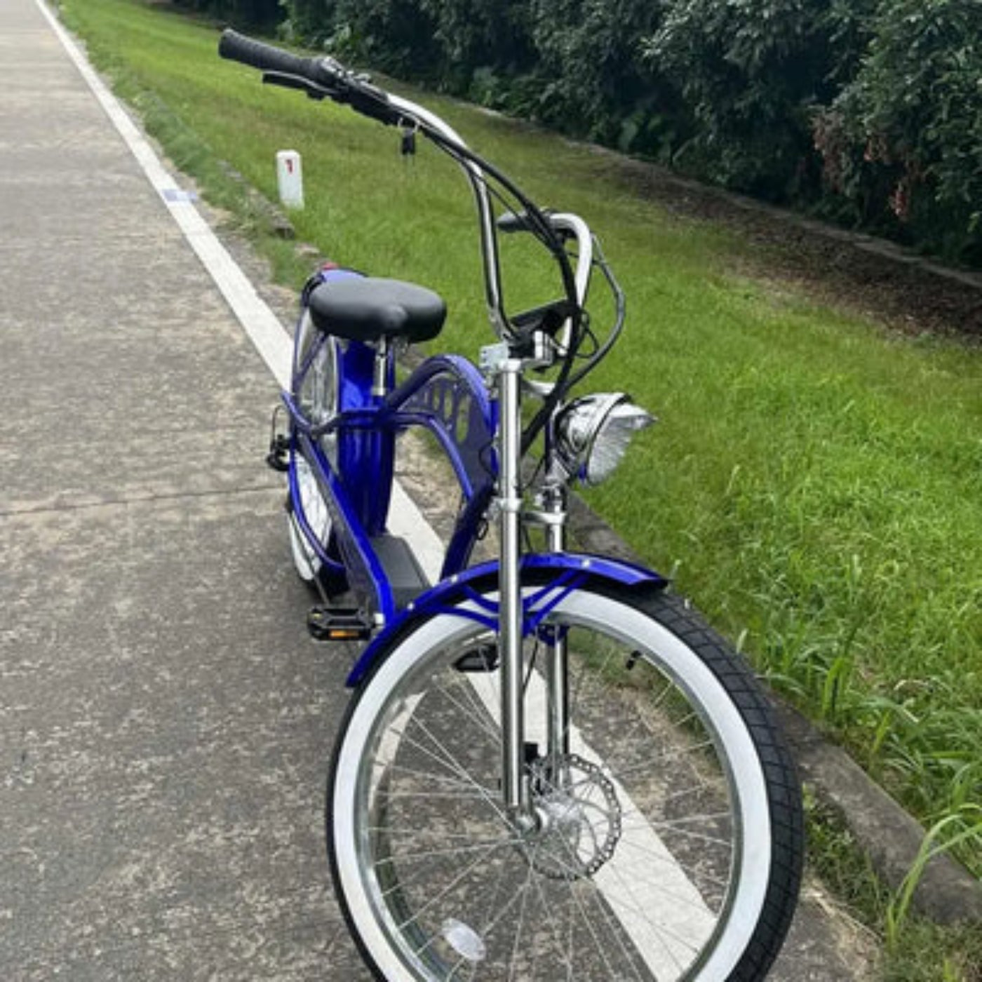 Tracer 750W 48V Chico GT7 Chopper Stretch Cruiser Fat Tire Electric Bike - EB-TC-CHICO-MBK