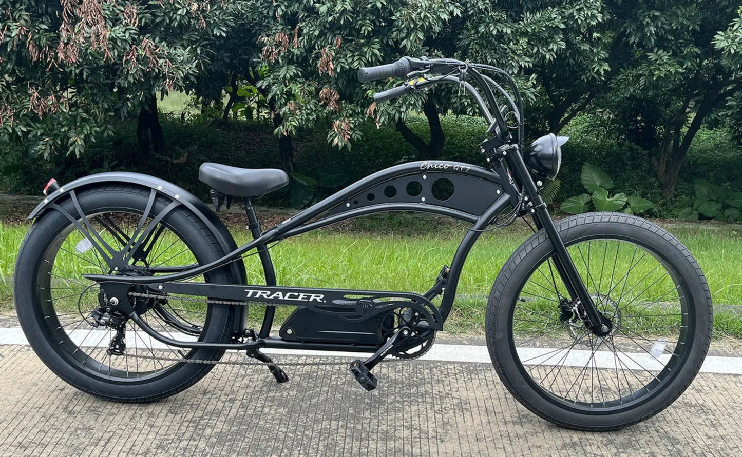 Tracer 750W 48V Chico GT7 Chopper Stretch Cruiser Fat Tire Electric Bike - EB-TC-CHICO-MBK
