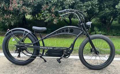 Tracer 750W 48V Chico GT7 Chopper Stretch Cruiser Fat Tire Electric Bike - EB-TC-CHICO-MBK