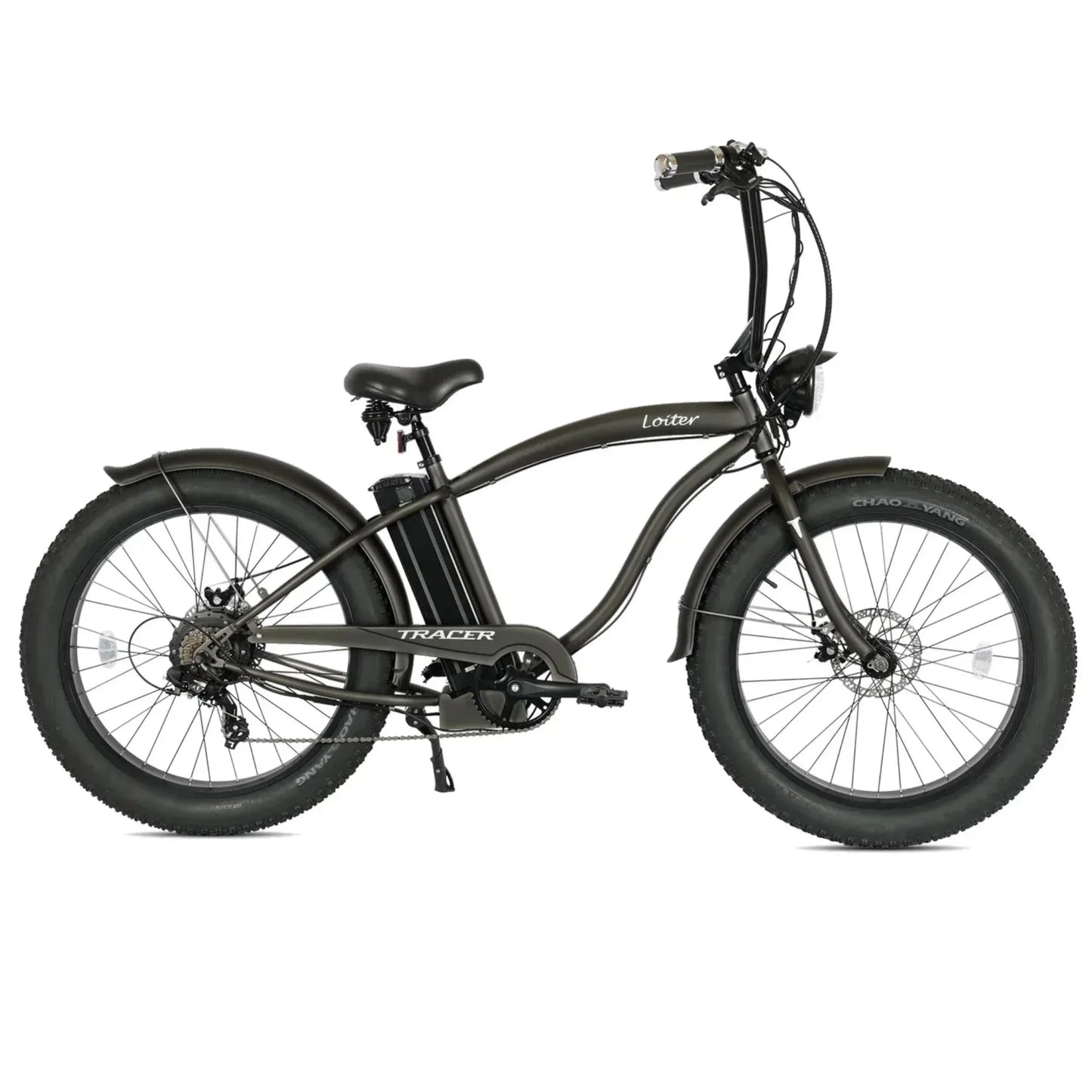 Tracer 800W 26" Loiter Cruiser Fat Tire Electric Bike - MB-EB-LOITER-M-BK/BK