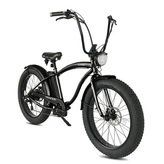Tracer 800W 26" Loiter Cruiser Fat Tire Electric Bike - MB-EB-LOITER-M-BK/BK