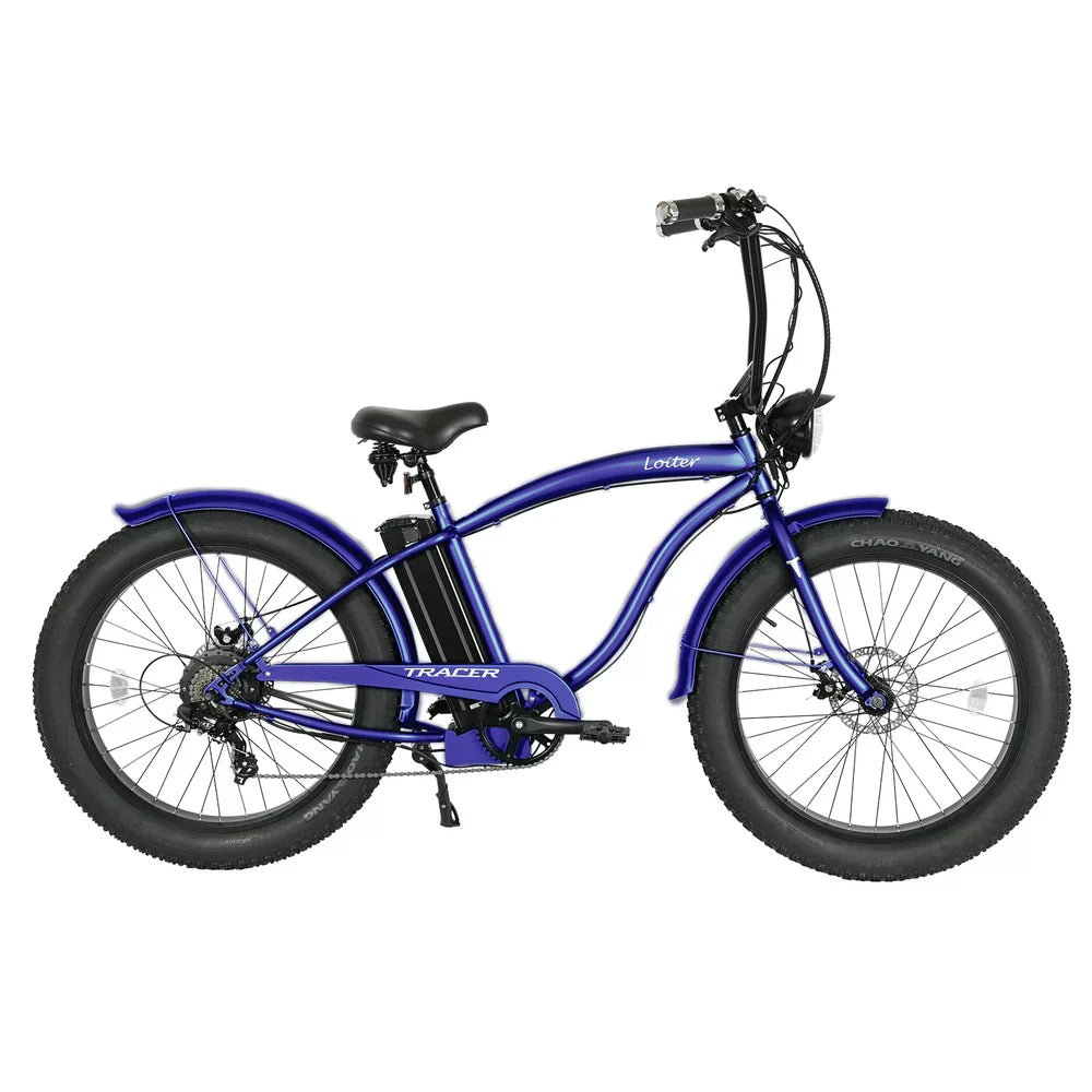 Tracer 800W 26" Loiter Cruiser Fat Tire Electric Bike - MB-EB-LOITER-M-BK/BK