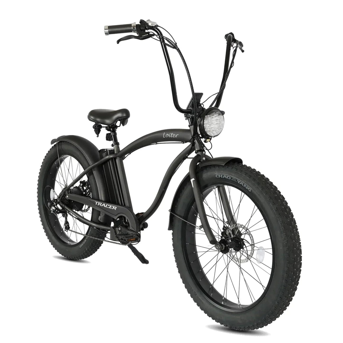 Tracer 800W 26" Loiter Cruiser Fat Tire Electric Bike - MB-EB-LOITER-M-BK/BK