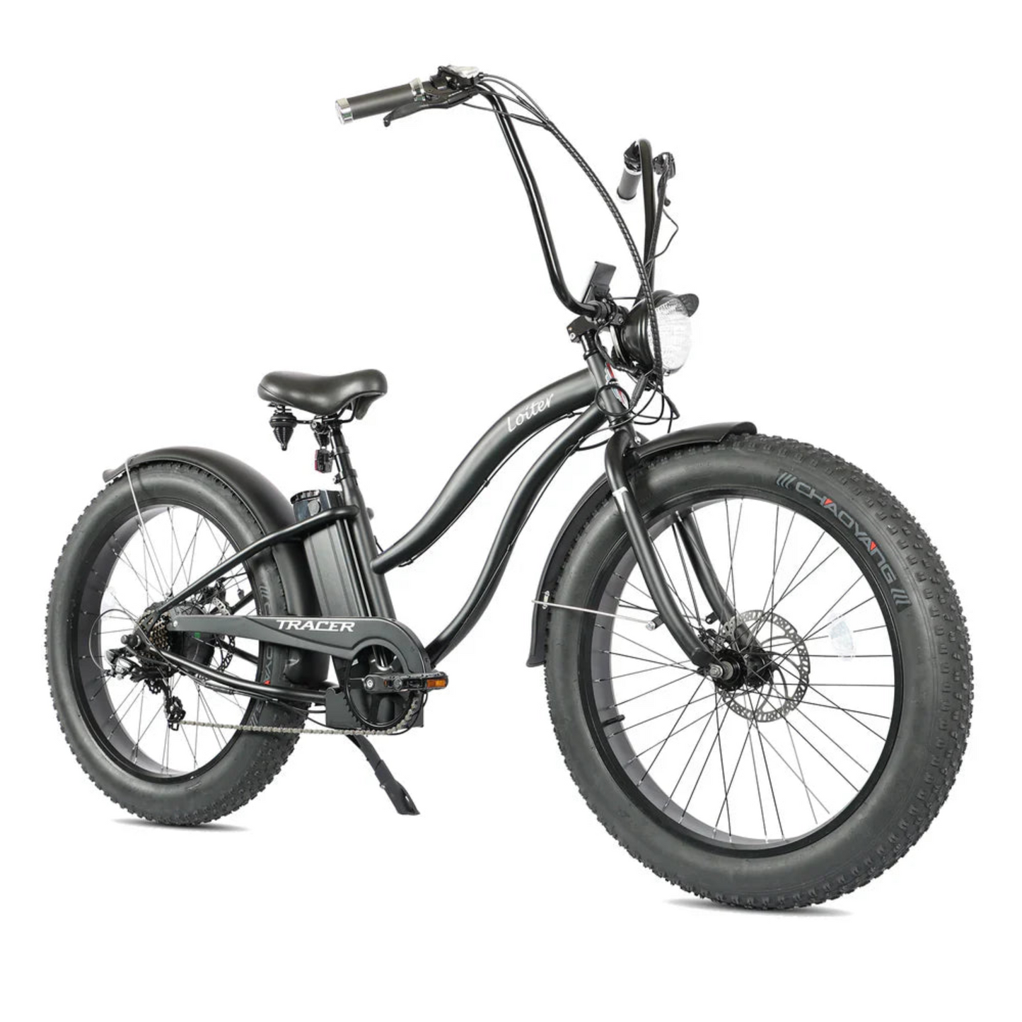 Tracer 800W 26" Loiter Cruiser Fat Tire Electric Bike - MB-EB-LOITER-M-BK/BK