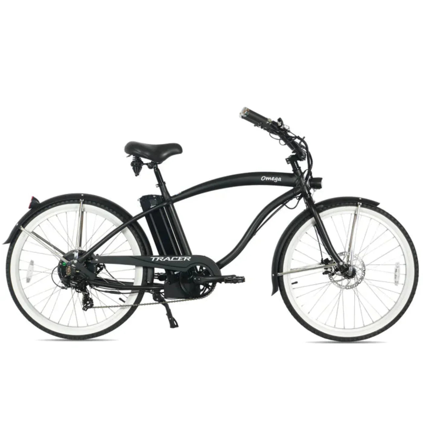 Tracer 500W 26" Omega Men's Beach Cruiser Electric Bike - MB-EB-OMEGA-M-MBK/ BK