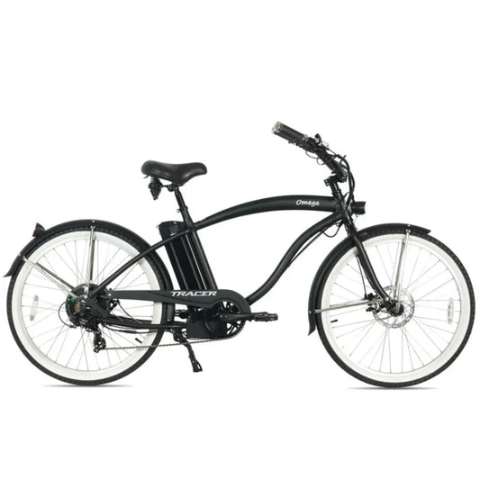 Tracer 500W 26" Omega Men's Beach Cruiser Electric Bike - MB-EB-OMEGA-M-MBK/ BK