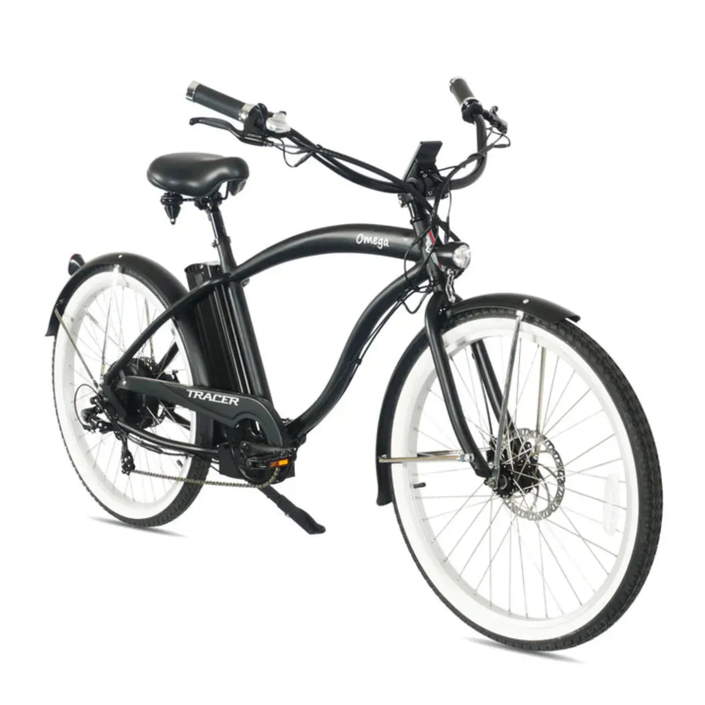 Tracer 500W 26" Omega Men's Beach Cruiser Electric Bike - MB-EB-OMEGA-M-MBK/ BK