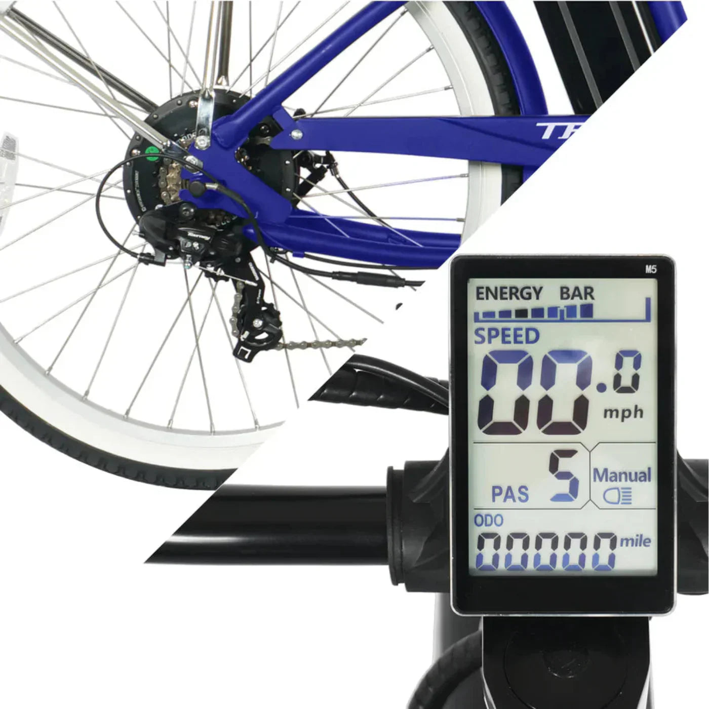 Tracer 500W 26" Omega Men's Beach Cruiser Electric Bike - MB-EB-OMEGA-M-MBK/ BK