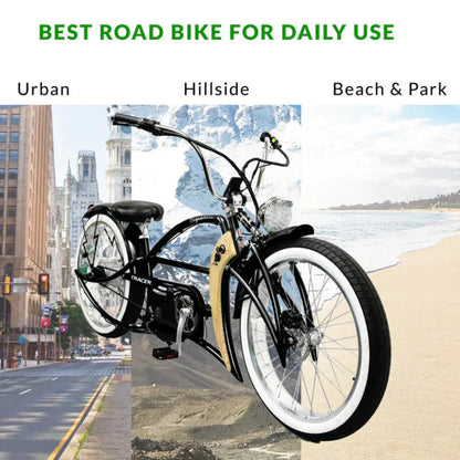 Tracer 800W Signature Pro Chopper Cruiser Electric Bike - MB-EB-Signature Pro-BK