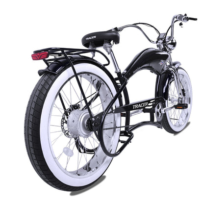 Tracer 800W Twenty5 Chopper Stretch Cruiser Electric Bike - MB-EB-T5-800-DS-BLK