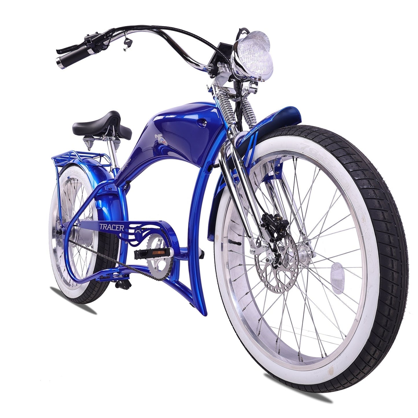 Tracer 800W Twenty5 Chopper Stretch Cruiser Electric Bike - MB-EB-T5-800-DS-BLK