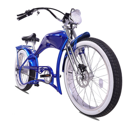 Tracer 800W Twenty5 Chopper Stretch Cruiser Electric Bike - MB-EB-T5-800-DS-BLK