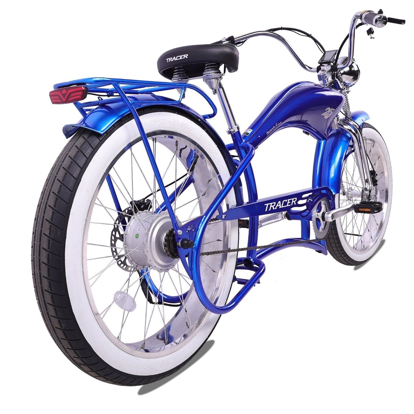 Tracer 800W Twenty5 Chopper Stretch Cruiser Electric Bike - MB-EB-T5-800-DS-BLK