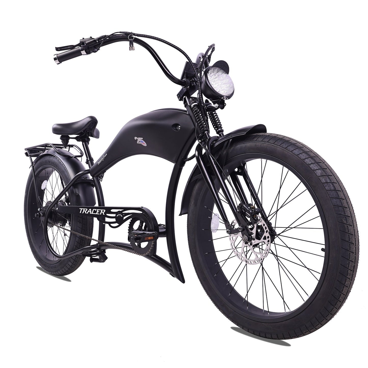 Tracer 800W Twenty5 Chopper Stretch Cruiser Electric Bike - MB-EB-T5-800-DS-BLK